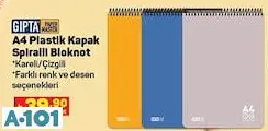 GIPTA A4 SPİRALLİ PLASTİK KAPAK BLOKNOT